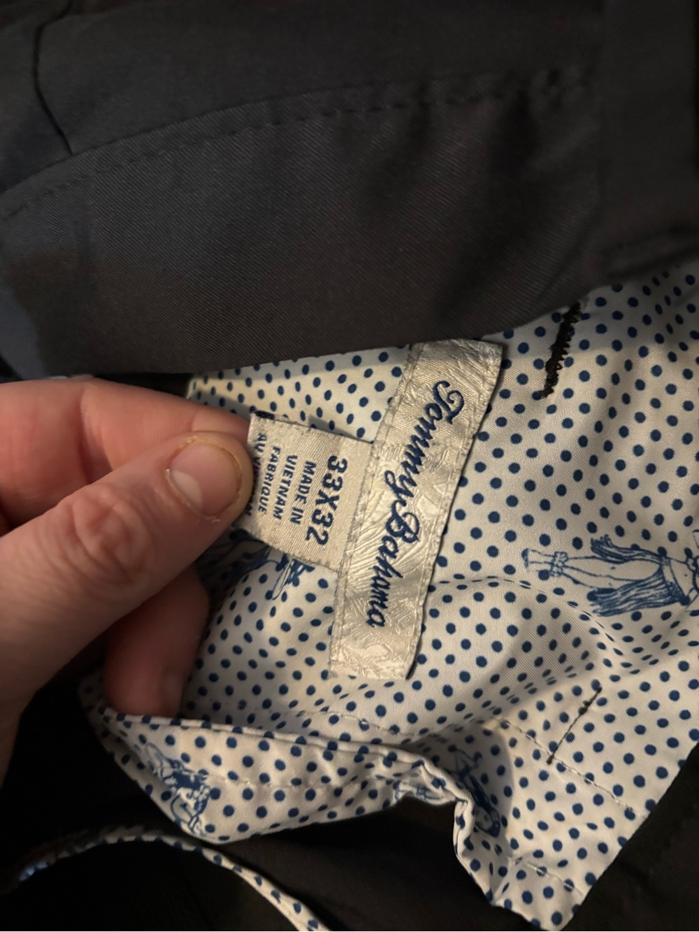 Tommy Bahama Navy Pants with White Polka Dot Lining
